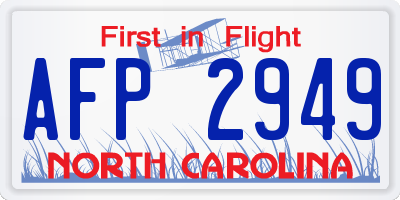 NC license plate AFP2949
