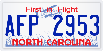 NC license plate AFP2953