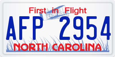 NC license plate AFP2954