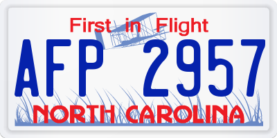 NC license plate AFP2957