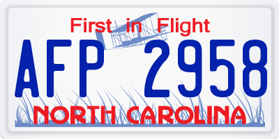 NC license plate AFP2958