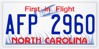 NC license plate AFP2960