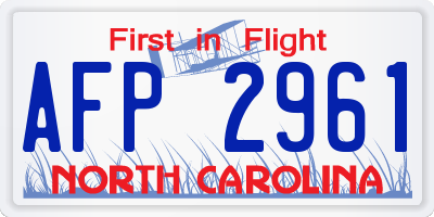 NC license plate AFP2961