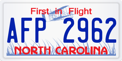 NC license plate AFP2962