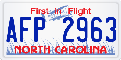 NC license plate AFP2963