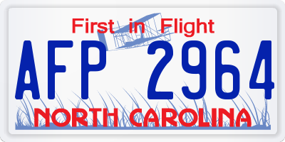 NC license plate AFP2964