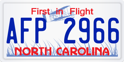NC license plate AFP2966
