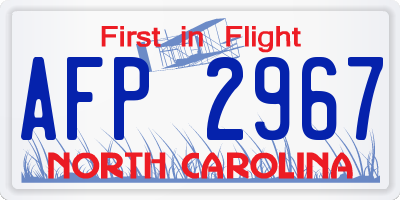 NC license plate AFP2967