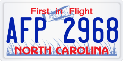 NC license plate AFP2968