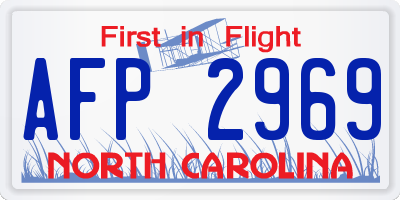 NC license plate AFP2969