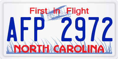 NC license plate AFP2972