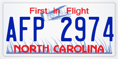 NC license plate AFP2974