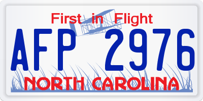 NC license plate AFP2976