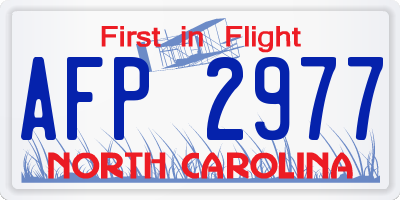 NC license plate AFP2977