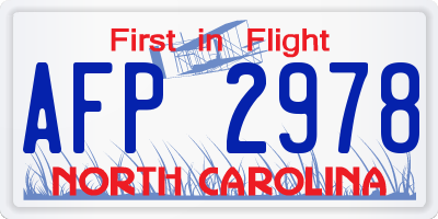 NC license plate AFP2978