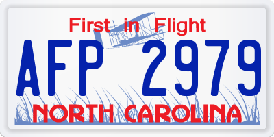 NC license plate AFP2979