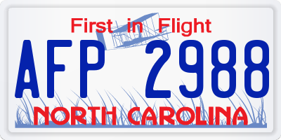 NC license plate AFP2988