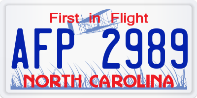NC license plate AFP2989