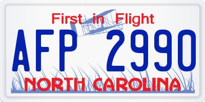 NC license plate AFP2990