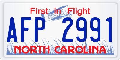 NC license plate AFP2991