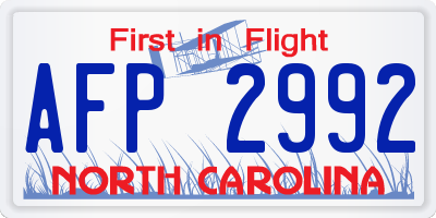 NC license plate AFP2992
