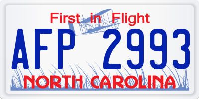 NC license plate AFP2993