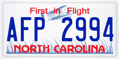 NC license plate AFP2994
