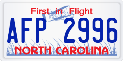 NC license plate AFP2996
