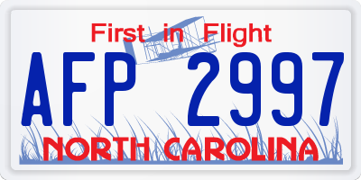 NC license plate AFP2997