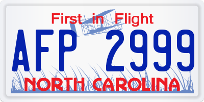 NC license plate AFP2999