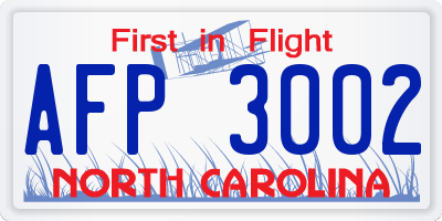 NC license plate AFP3002