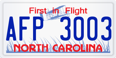 NC license plate AFP3003