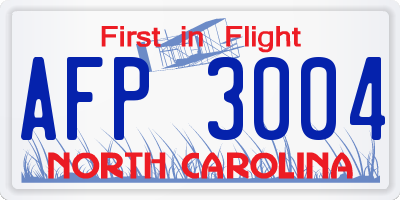 NC license plate AFP3004