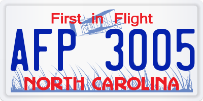 NC license plate AFP3005