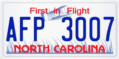 NC license plate AFP3007
