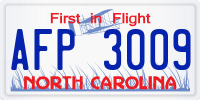 NC license plate AFP3009