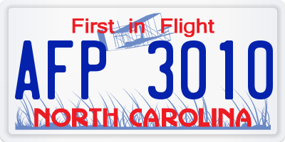 NC license plate AFP3010