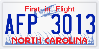 NC license plate AFP3013