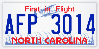 NC license plate AFP3014