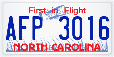 NC license plate AFP3016
