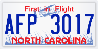 NC license plate AFP3017