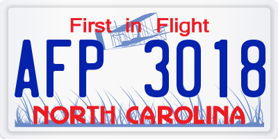 NC license plate AFP3018