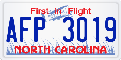 NC license plate AFP3019
