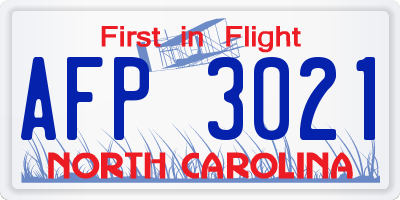 NC license plate AFP3021