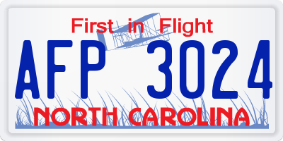 NC license plate AFP3024