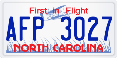 NC license plate AFP3027