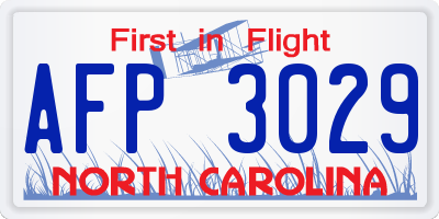 NC license plate AFP3029