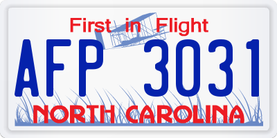 NC license plate AFP3031