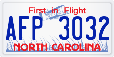 NC license plate AFP3032