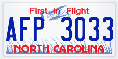 NC license plate AFP3033